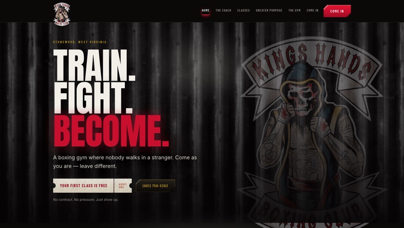 Kings Hands Boxing Club website screenshot
